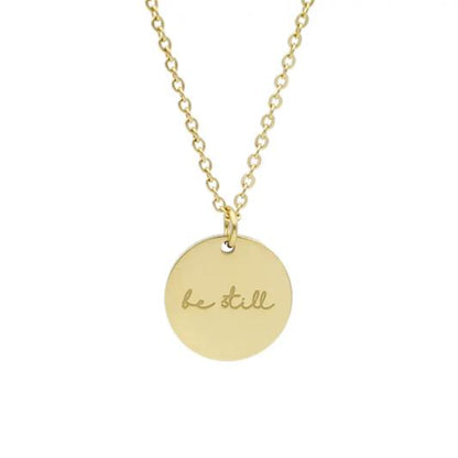 “Psalm 46:10 Be Still necklace silver round charm faith jewelry gift”