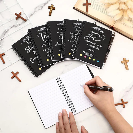 Christian Bible verse notebook set with pen inspirational scripture journals